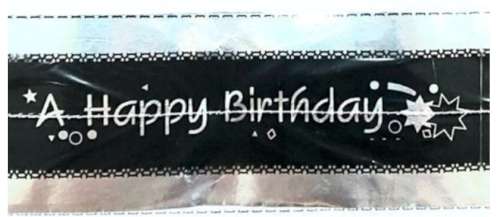 Happy Birthday Cake Frill - Black and Silver